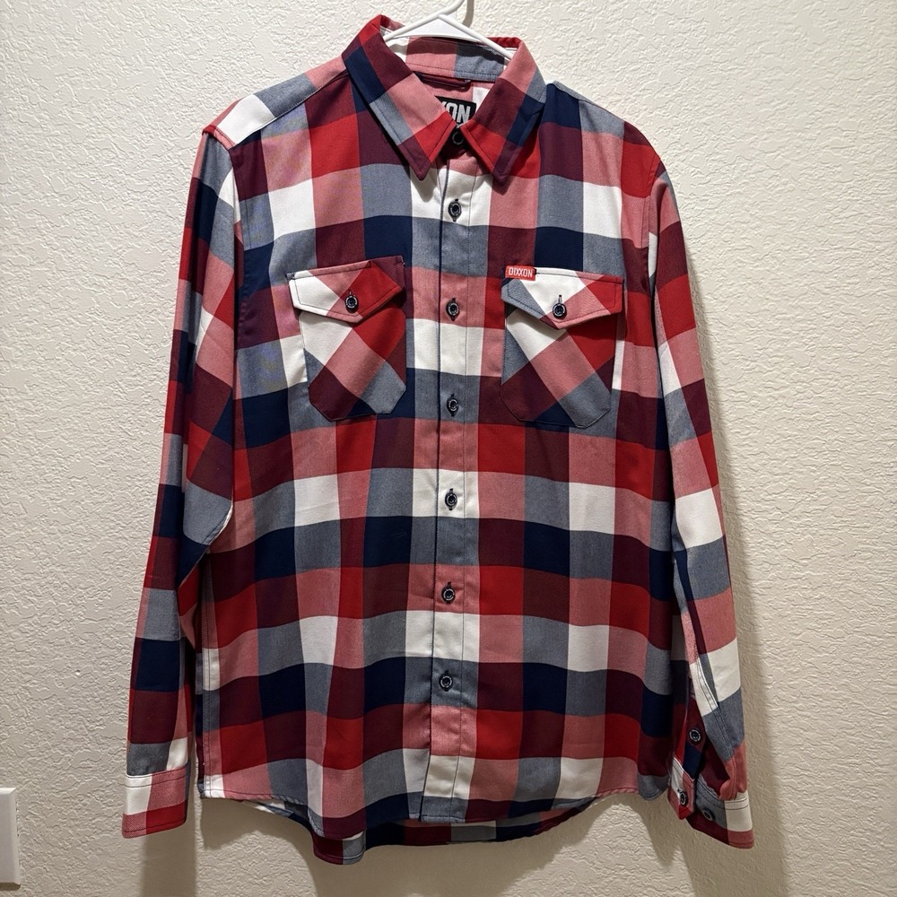 Dixxon Flannel Shirt Mens Large The Banner Red White Blue Long Sleeve Patriotic